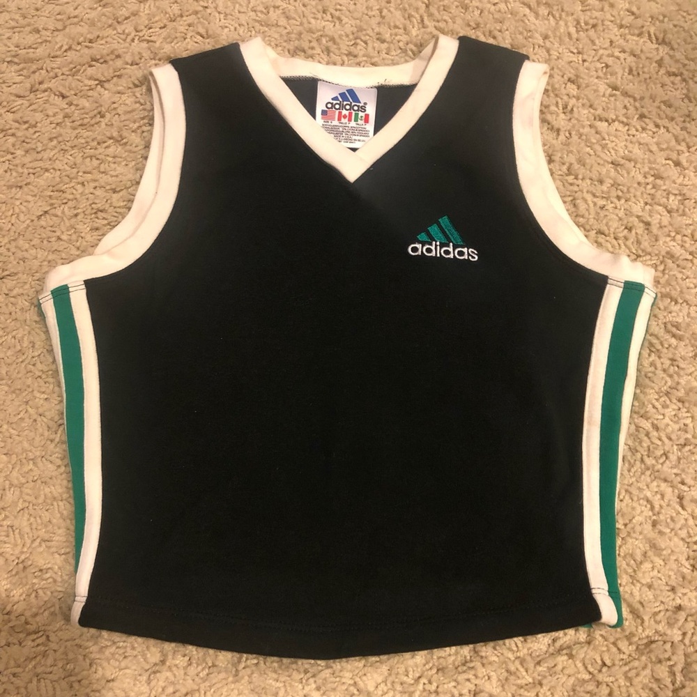 Adidas Black/White/Green Crop Top